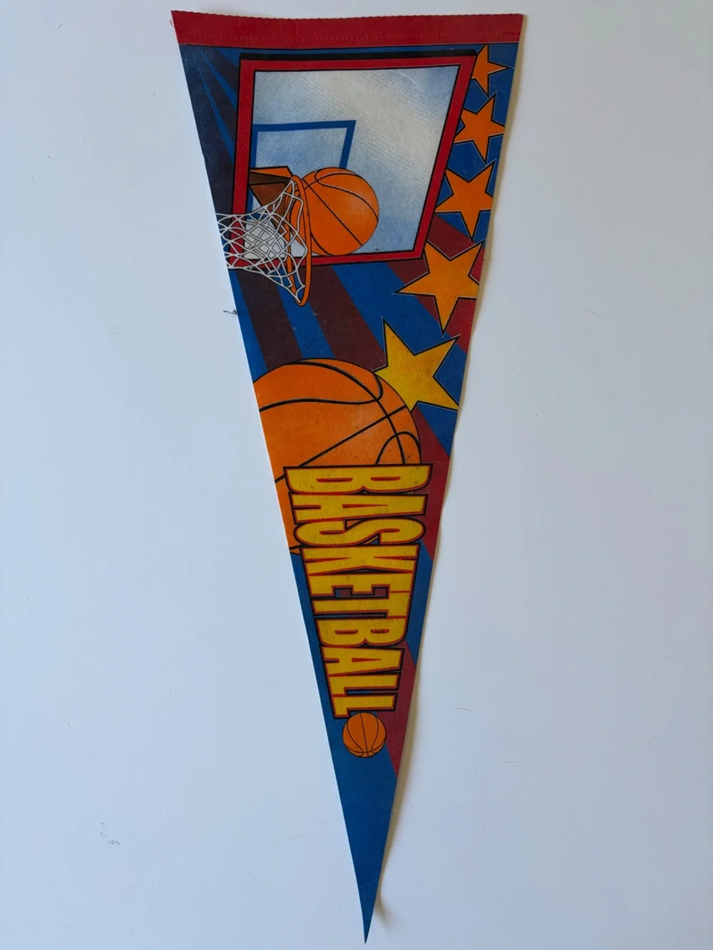 Vintage 1990s Basketball Stars Basket Felt Triangular Pennant Sports Wall Decor